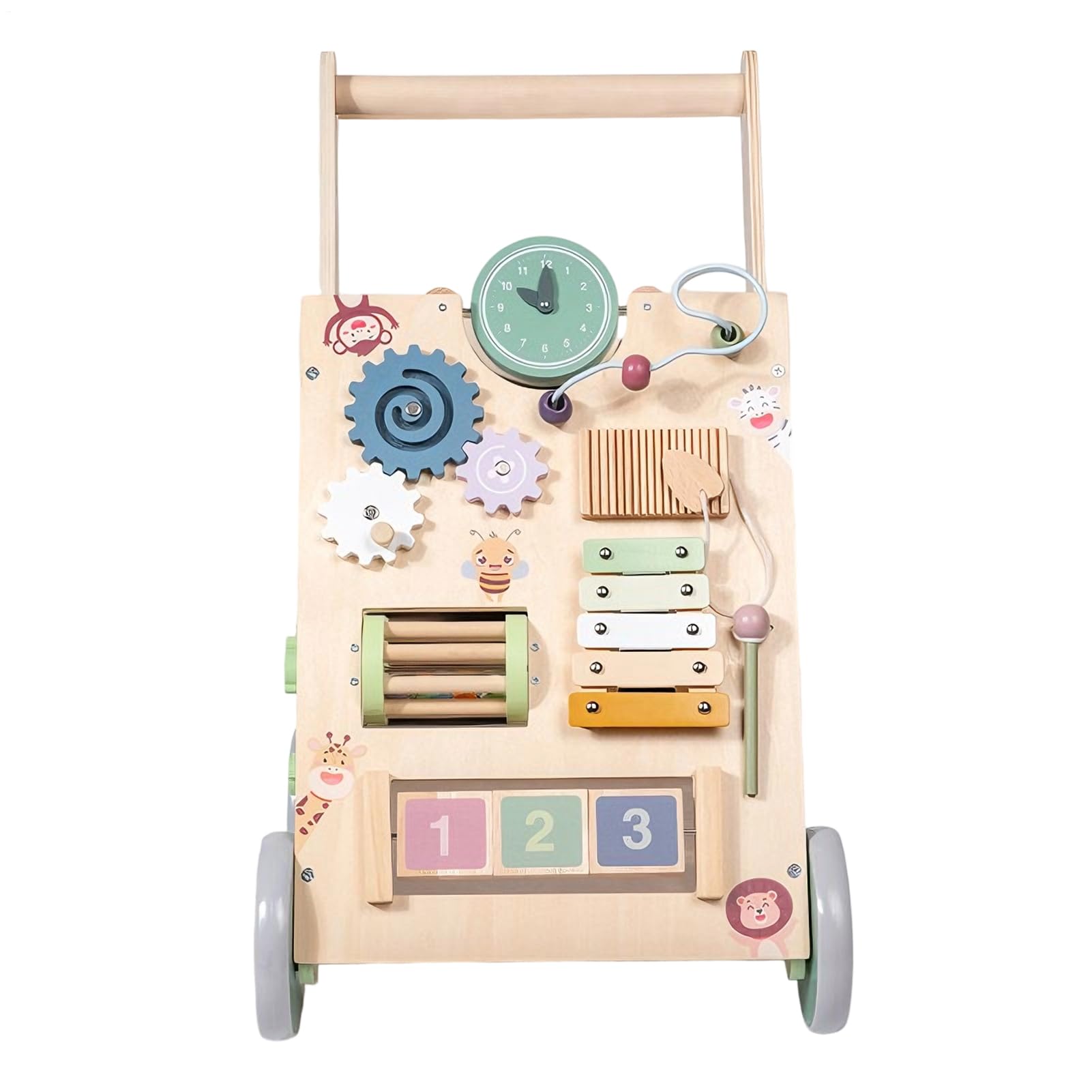 Rollator aus Holz für Kinder | Leises und sicheres Lernspielzeug – Lernwagen aus Holz für Kleinkinder, für den Innenbereich, Haus und Klassenzimmer, praktisch