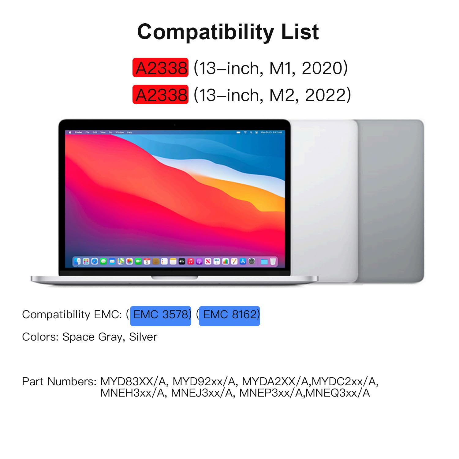 Amazon.com: (Silver) for MacBook Pro A2338 (M1,2020) (M2,2022) EMC