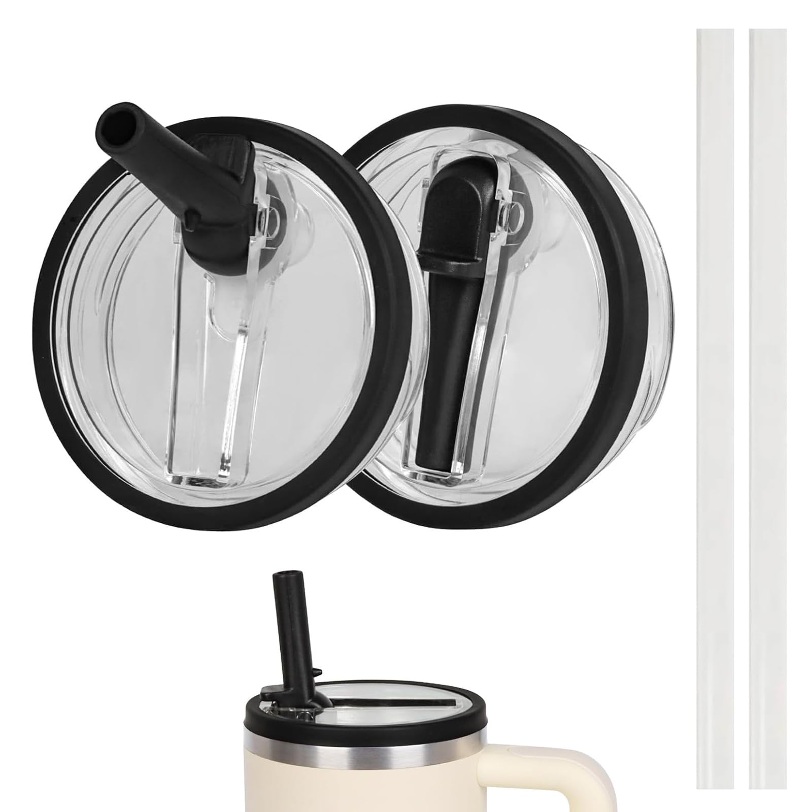 Sunshine Smile 2 Coperchi Di Ricambio Per Stanley Cup 40 Oz – A Prova Di Perdite, Con 4 Cannucce E Spazzola - 3