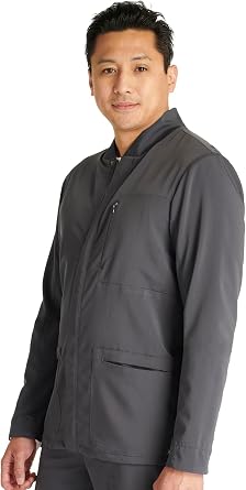 Cherokee Atmos Scrub Jacket for Men Zip Front Stand Up Collar 3 Pockets