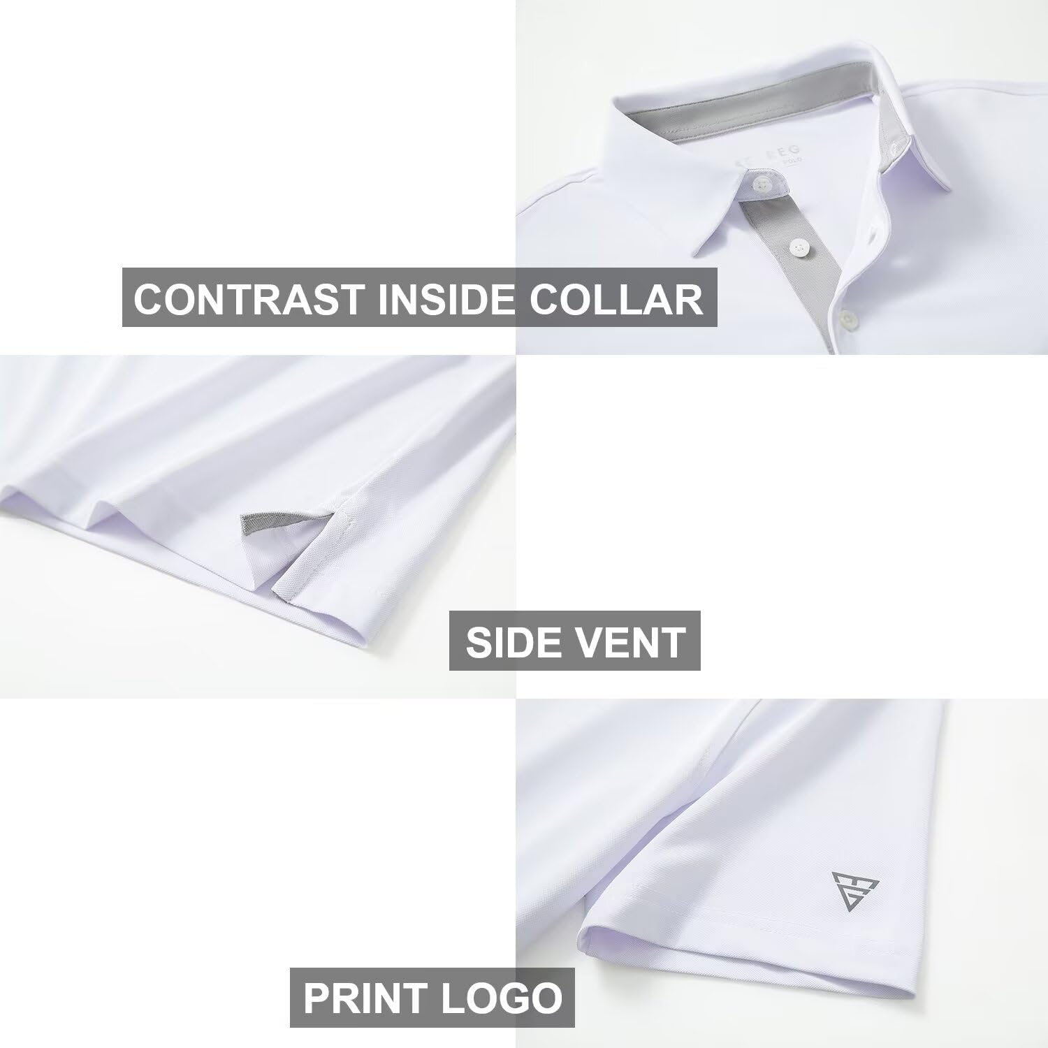 Mens Golf Shirt Short and Long Sleeve Moisture Wicking Dry Fit Performance Solid Casual Pique Golf Polo Shirts for Men - Image 4