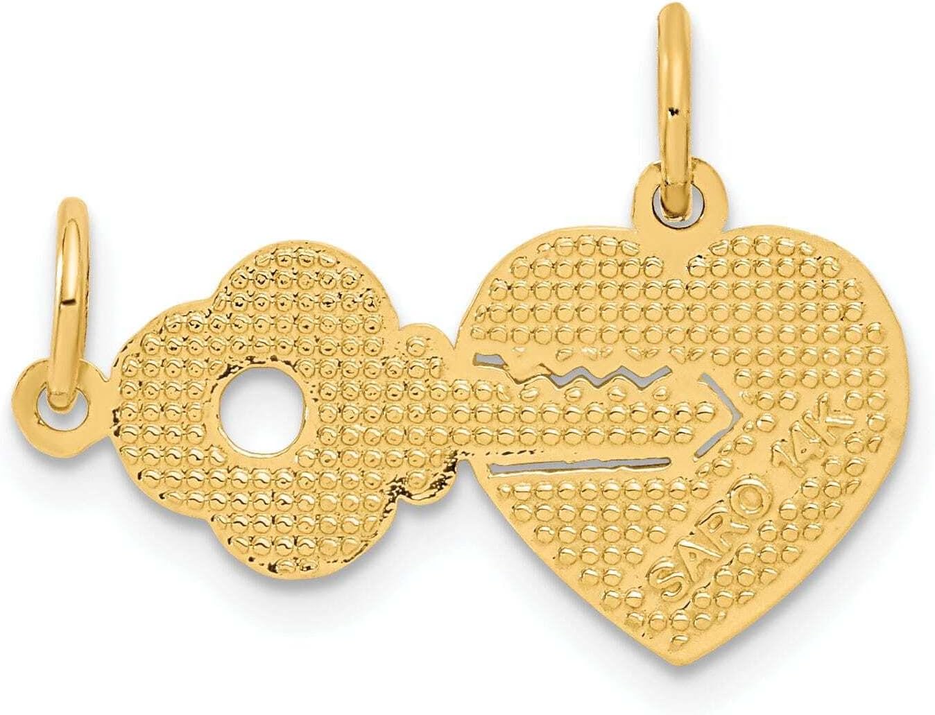 14K Yellow Gold 2-Piece Break Apart HE WHO HOLDS THE KEY CAN UNLOCK MY HEART Charm