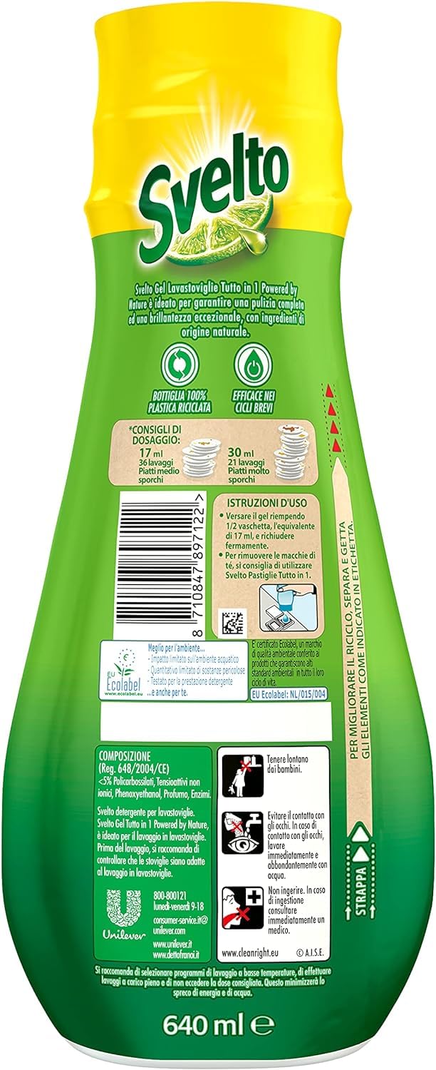 Italian Gourmet Gel Lavastoviglie Geschirrspülgel 6 x 36 Waschgänge | All-in-1, ingredienti di origine naturale; kraftvoll auch in kurzen, Gesamtnettogewicht 6 Stück + Kostenlos Polpa 400g