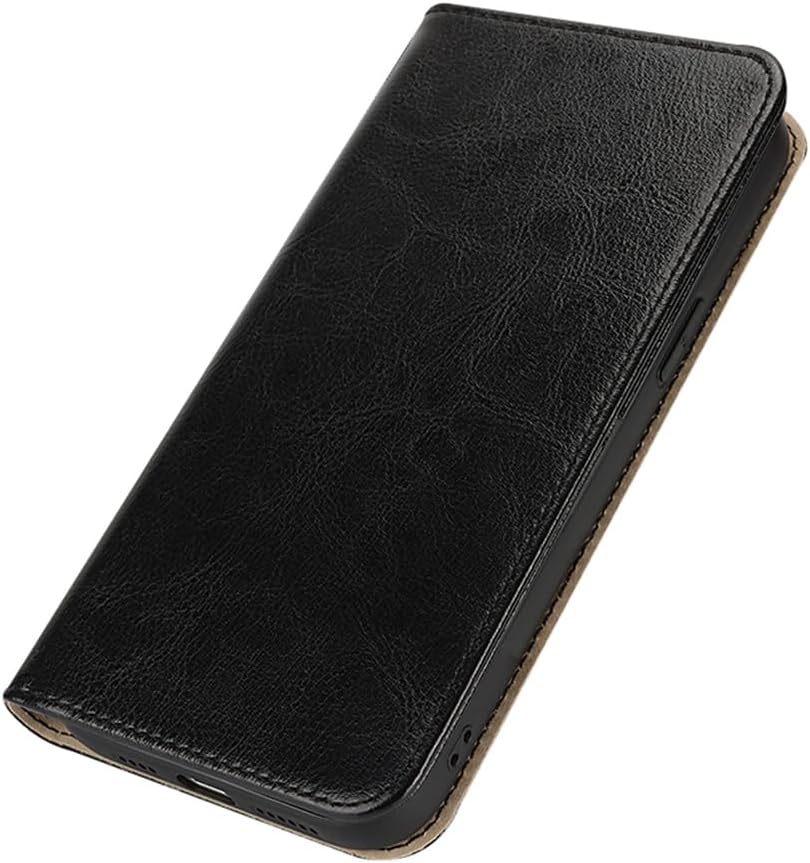Genuine Leather Case for iPhone 17 Pro Max/17 Pro/Air/17,All-Inclusive Protection Stand Function Wallet Flip Cover Shock Protection Shell(Black,17 Pro Max)