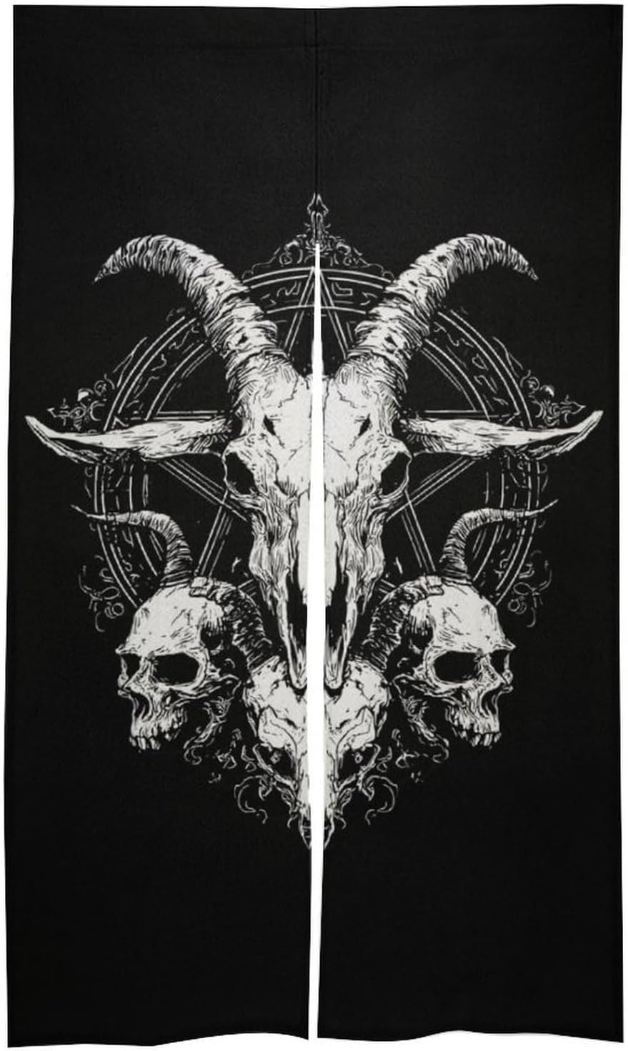 Satanic Baphomet Doorway Curtain Insulated Room Divider Drapes | white linen,privacy curtains