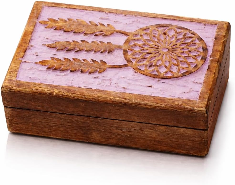Handmade Wooden Jewelry & Keepsake Box, Decorative Storage Box, 8 x 5 Inch