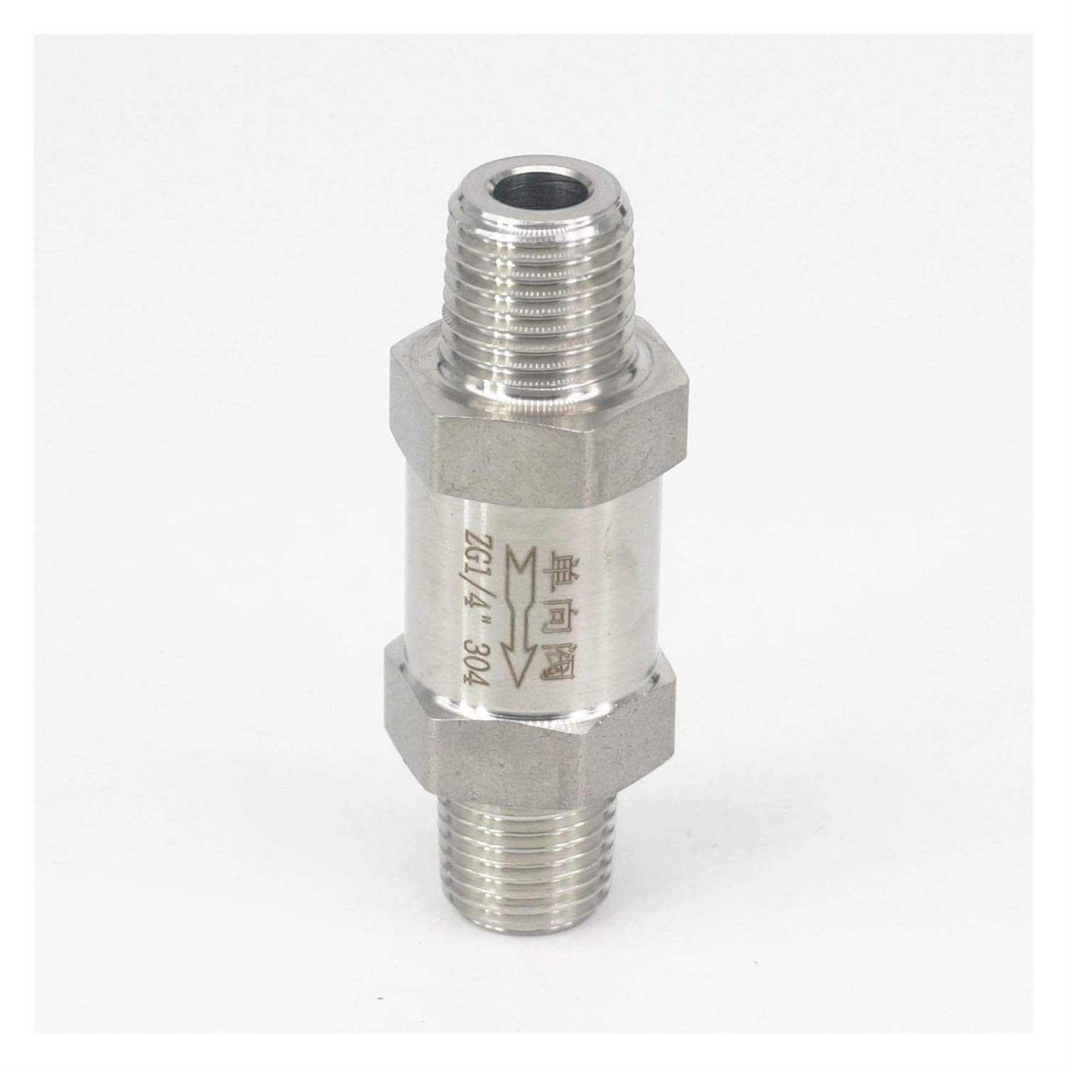 Check Valves 1/4 Inch BSPT Male One-Way Valve 304 Stainless Steel Water Gas Oil Non-Return 915 PSI