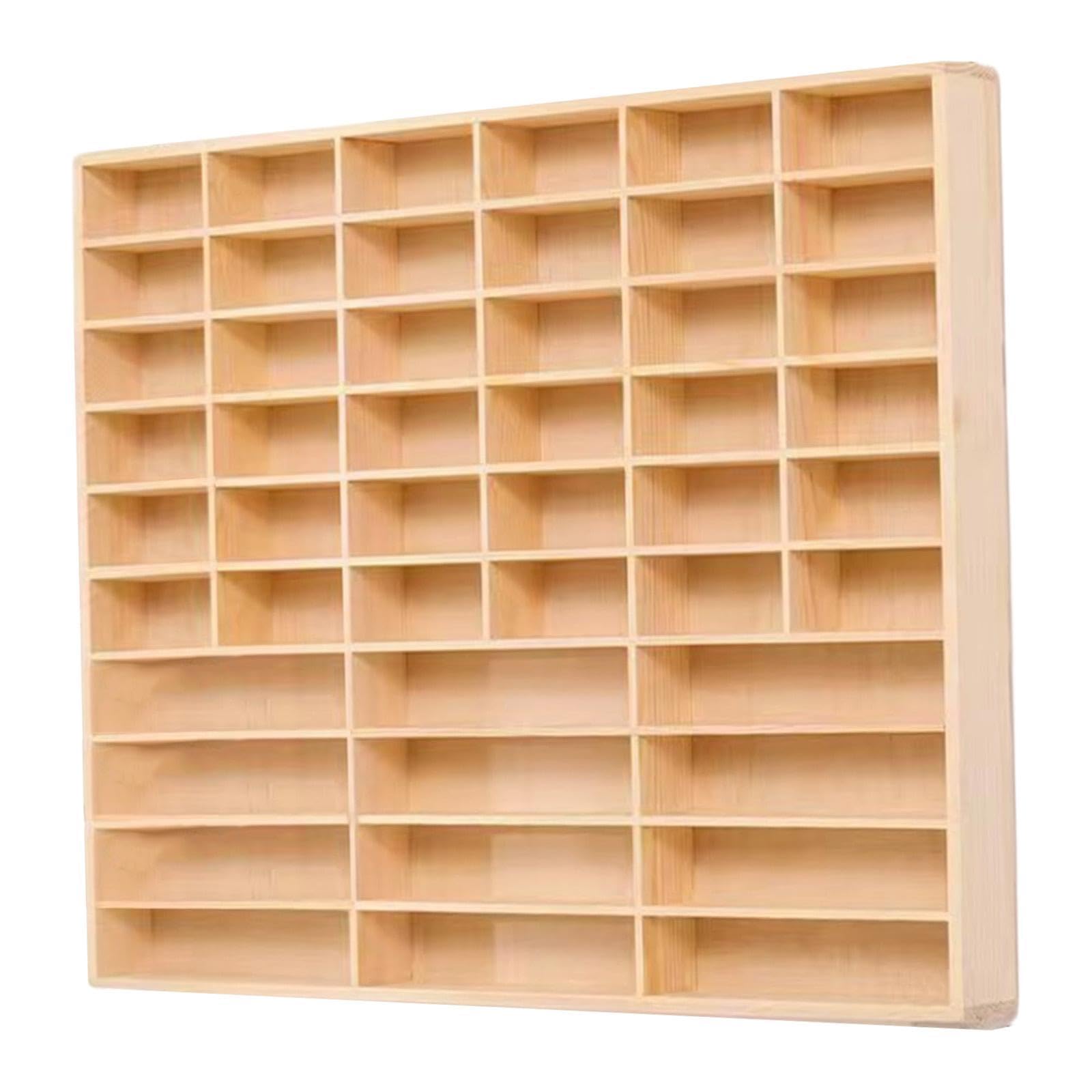 Holzregal für Modellautos mit Differenzierten Ablagen, Halterung für Actionfiguren, Miniatur Vitrinenschrank Zur Wandmontage, 58 cm X 47 cm X 4.9