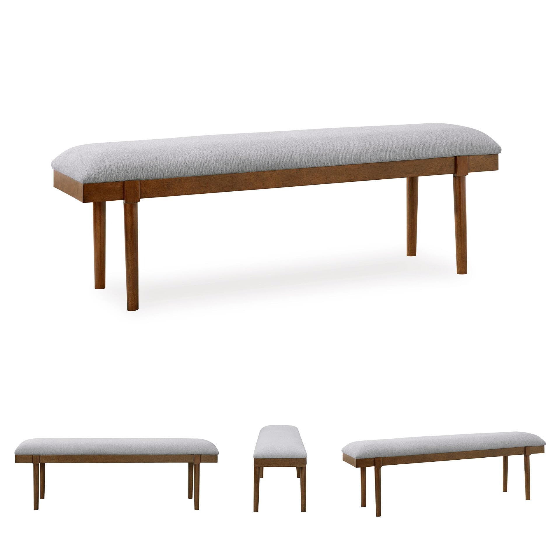 Signature Design by Ashley Dining Bench, 59" Backless Upholstered Wood | Neutral gray polyester cushion, Solid hardwood frame, Backless design seats 2, Lyncott Series