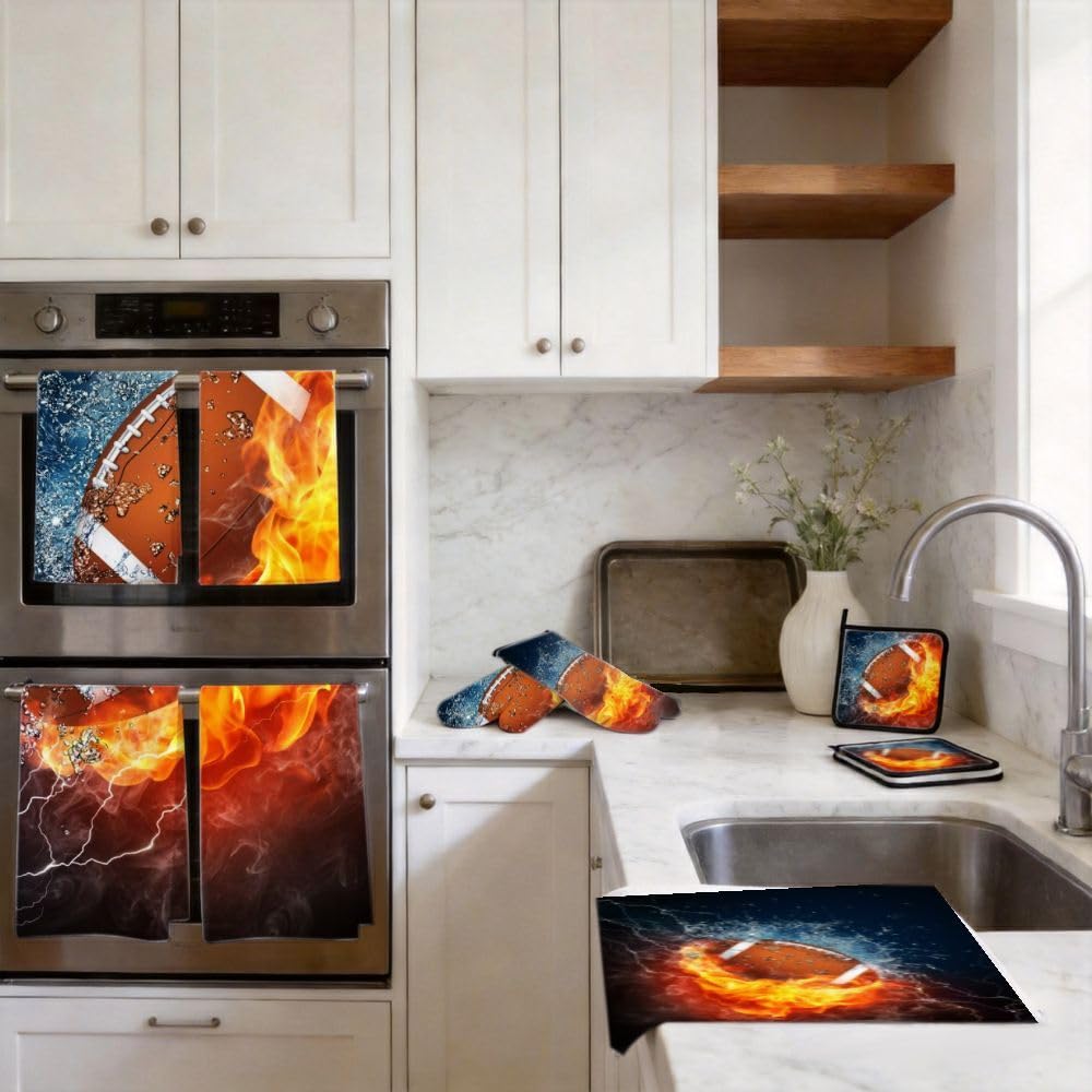 9PCS Flaming Football3 Cucina Decor e Accessori Set