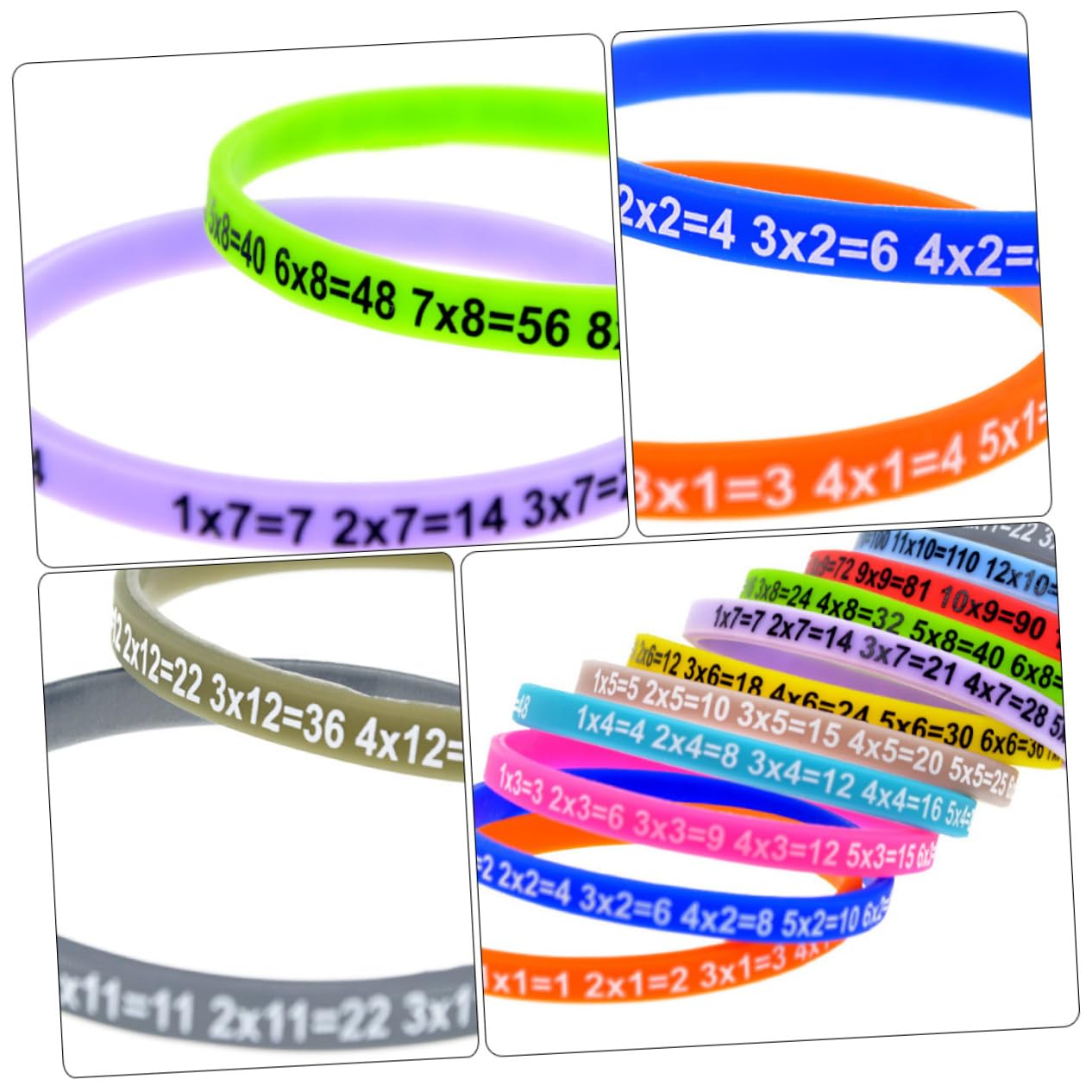 NUOBESTY 36piezas Pulsera De Silicona Tablas De Multiplicación para Jóvenes Accesorio Educativo y Práctico para Fiestas y Actividades Escolares
