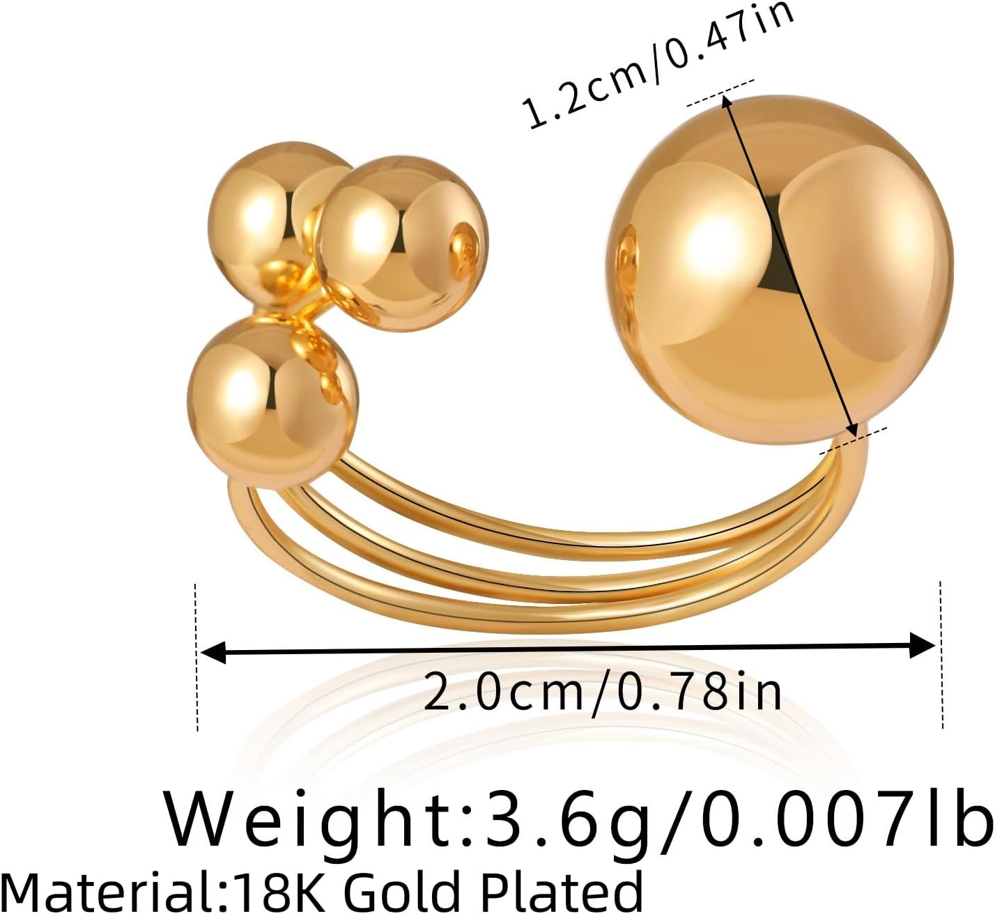 Gold Chunky Statement Rings for Women,Silver Dome Western Jewelry No Tarnish Adjustable Thick Vintage Trendy Open Rings Jewelry Gifts for Women - Image 4