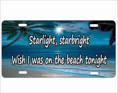 ATD Design LLC Starlight Starbright Wish I was on The Beach Tonight - Placa decorativa de aluminio para tocador