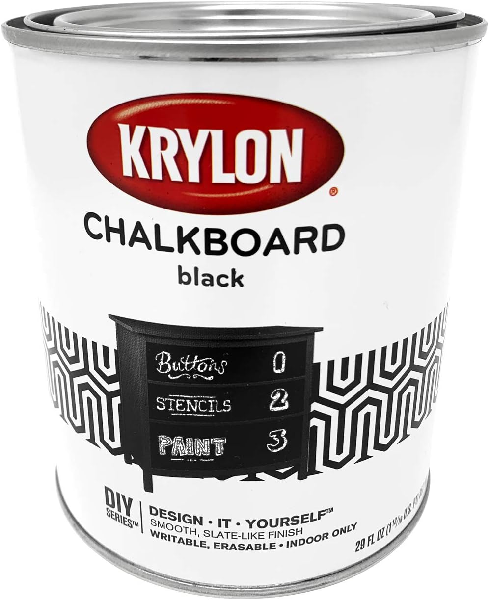 Deizang THE SHERWIN-WILLIAMS COMPANY Krylon K05223000 Chalkboard Brush-on Paint Black, 1 Quart, (Pack of 2)