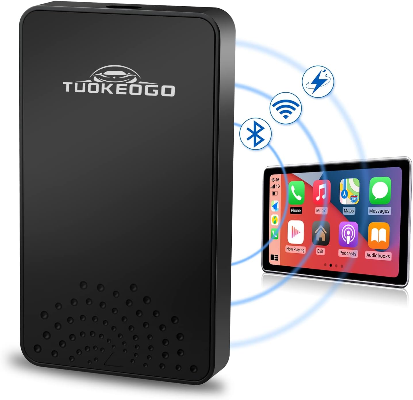 Tuokeogo ワイヤレスcarplayアダプター カープレイ完全ワイヤレス化ドングル 有線接続不要 ワイヤード 有線 の純正カープレイ搭載車専用無線 カープレイドングル 道案内マップ Googleマップ 音楽 Cケーブル付き Type 起動高速化 通話 Siri A 出荷 最新アップグレード 技適