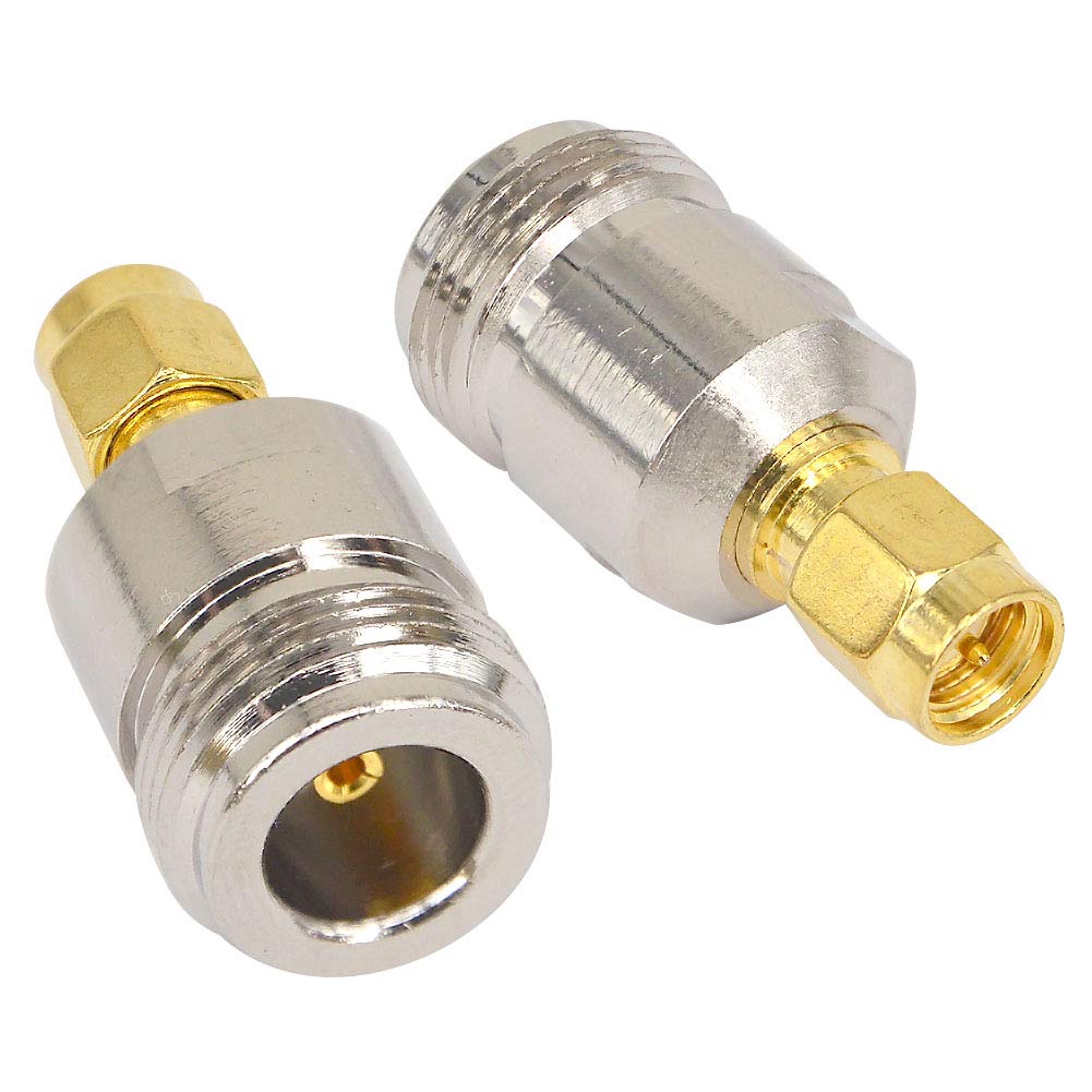 Boobrie2-Pack RF WiFi Antenna Adapter N-Type Female to SMA Male(Pin) Coaxial Cable Connector Converter for Antennas Broadcast Radios WiFi