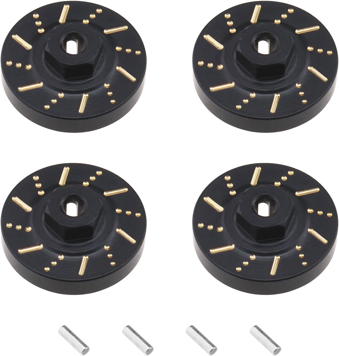 eMagTech 4Pcs Black Wheel Weights Hex Adapter Brass 7 mm Heavy Duty Wheel Hub Spacers Compatible with Axial SCX24 AXI90081 AXI00001 AXI00002 AXI00005 1/24 RC Crawler Car