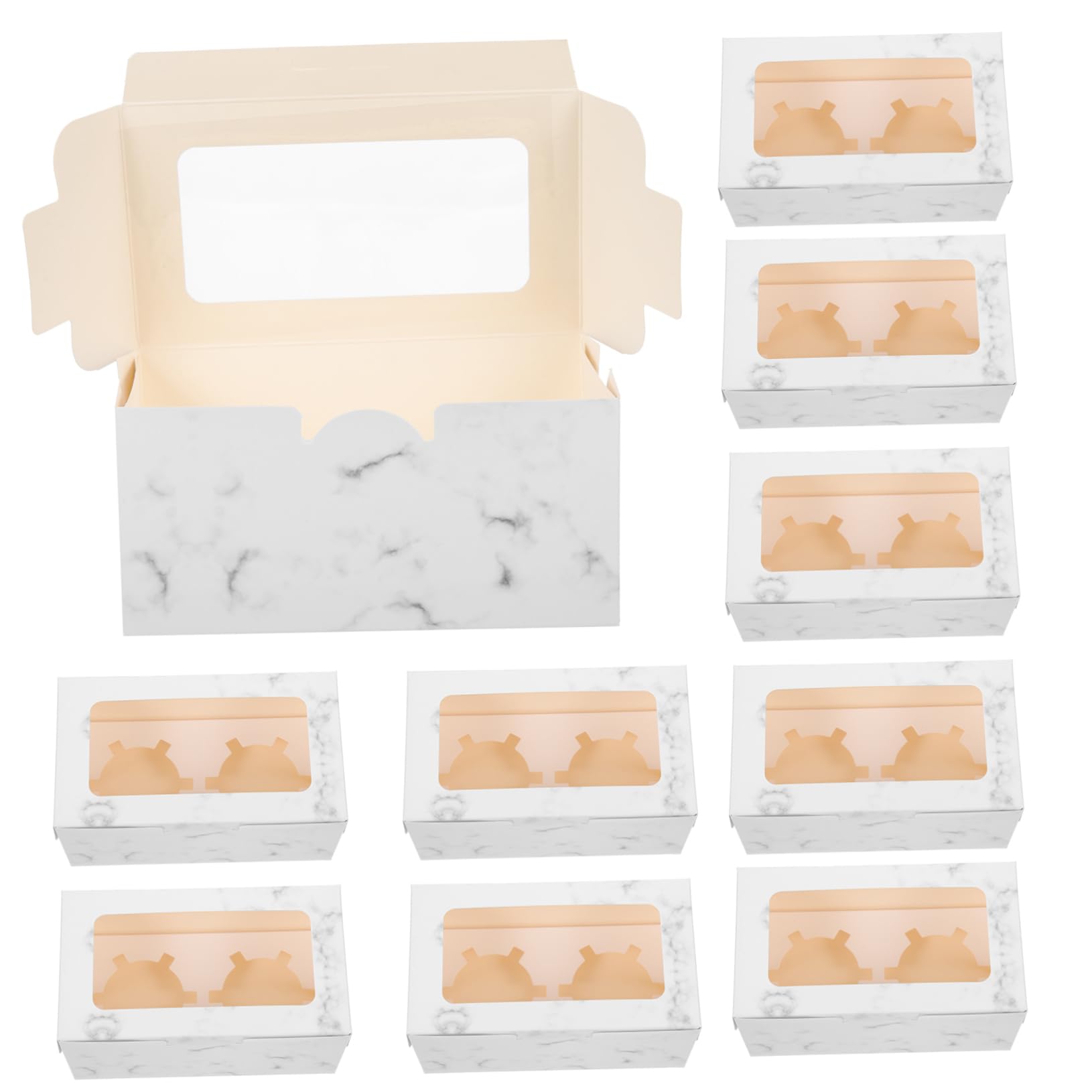 Ciieeo 10pcs Compact Cake Boxes with Window Pastry Packaging for for Parties and Festivals Sturdy Design to Keep Treats Fresh and Safe
