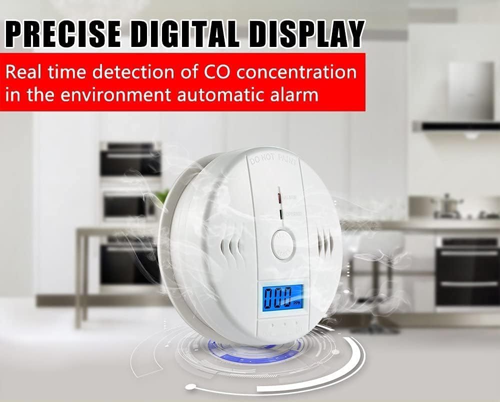 Carbon Monoxide Detector Alarm, GLBSUNION Digital Display Carbon Monoxide CO Alarm Beep Warning for Basement Travel Home Office Kitchen Bedroom Living Room Hotel Garage, Comply with UL 2034, 1-Pack : Everything Else