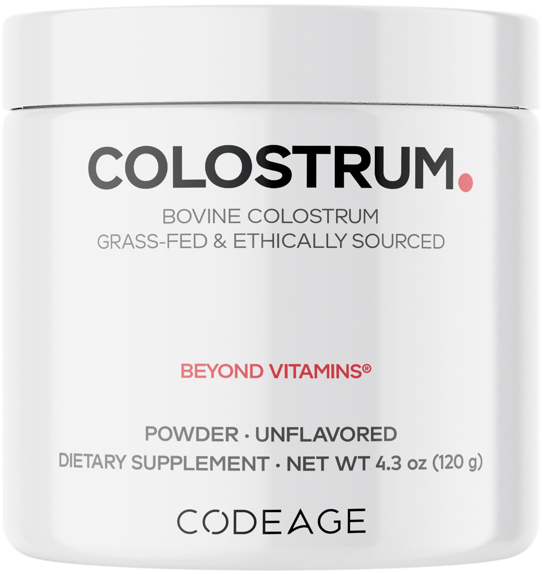 Bovine Colostrum Powder Supplement 4-Month Supply, 1000mg per Serving, Grass-Fed Ethically Sourced, Immunoglobulin-Rich Prized First Milk, Cold-Chain Pasteurized, Agglomerated, Non-GMO, 4.3 OZ
