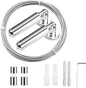 5m Tringle à Rideaux Kit, Câble En Acier Pour Rideau, Pour Rideau, Corde à Linge De Balcon,Noir