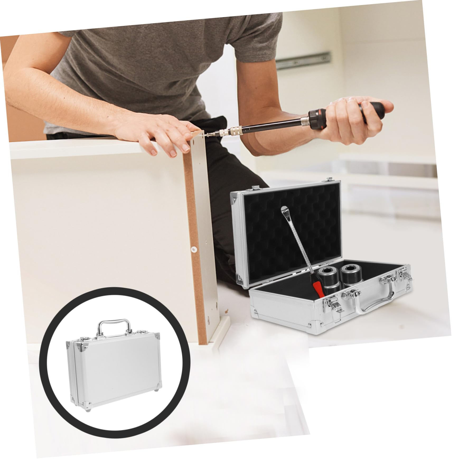 LIFKOME Valigetta Portattrezzi in Alluminio Resistente Agli Agenti Atmosferici con Chiusura per e Uso Professionale