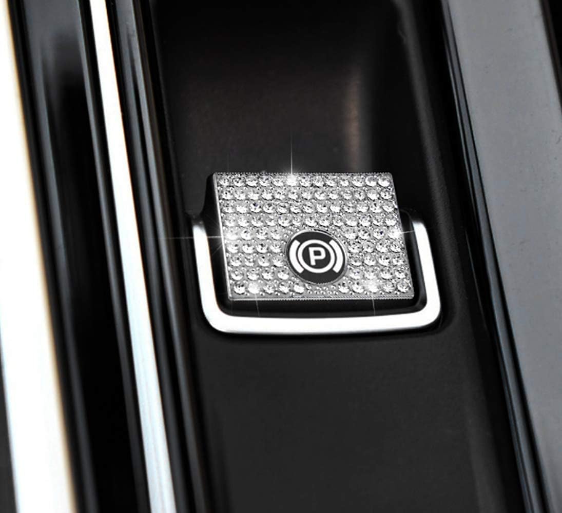 Bling Accessories Fit for Jaguar F-PACE XF XE Electronic handbrake Driving Mode Rhinestone Crystal Applique Cover (Electronic Parking and Traffic Buttons)