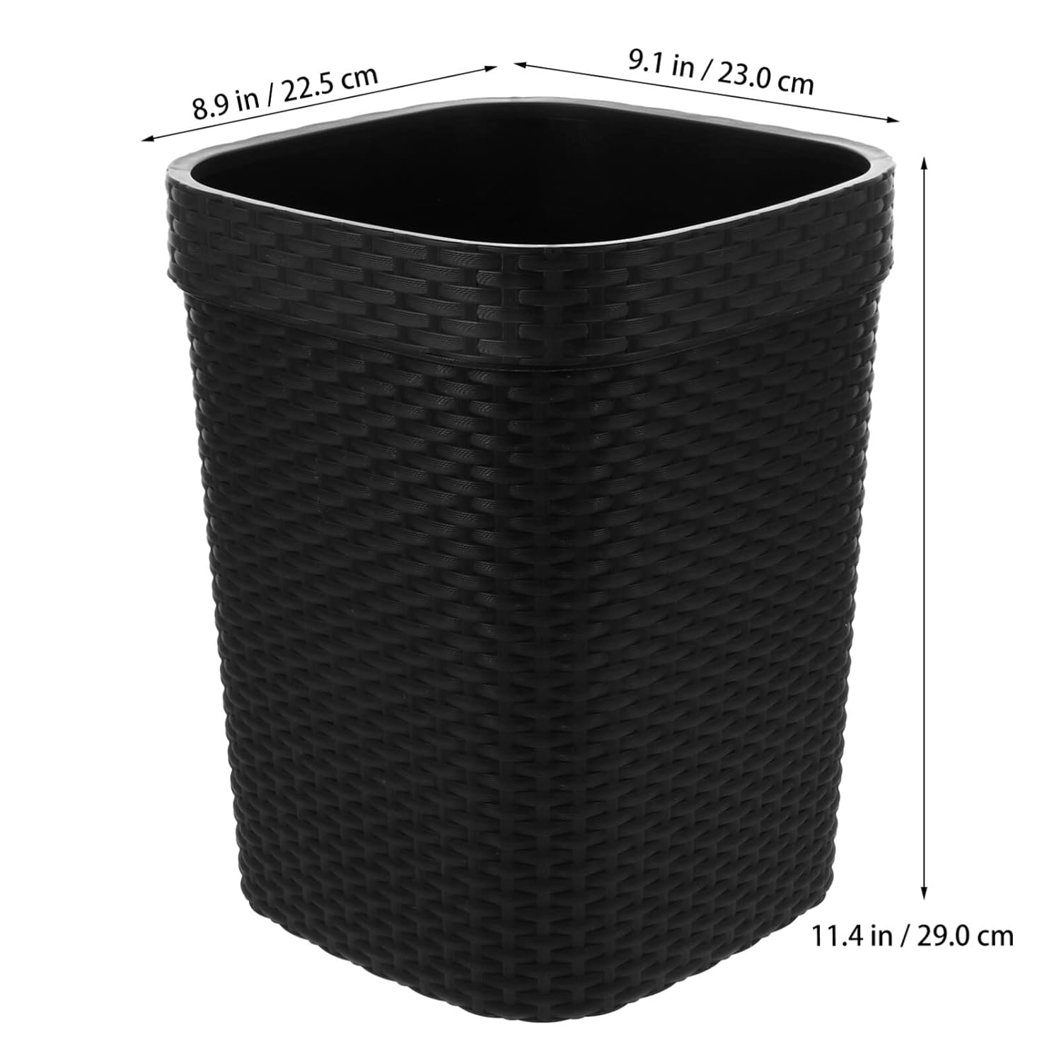 Alipis Imitation Braided Trash can 11.41X9.05X8.85In Plastic Waste Basket with Non-Slip Thick Base Large Opening for Kitchen Bathroom Home Office