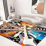 kksme Large Area Rug Carpet Floor Washable Mats Rugs 5'x6' for Living Room Bedroom Home Decor Guitar Music Musical Instruments