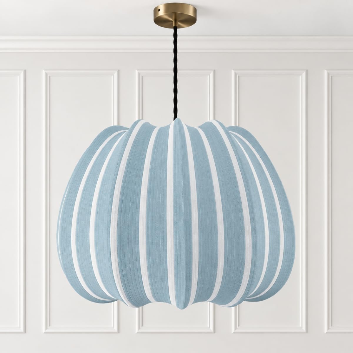 CGC Lighting Indoor Ceiling Lampshade Large Round Cotton Stretch Fabric Easy Installation Non Electrical (Fleur Blue Bell)