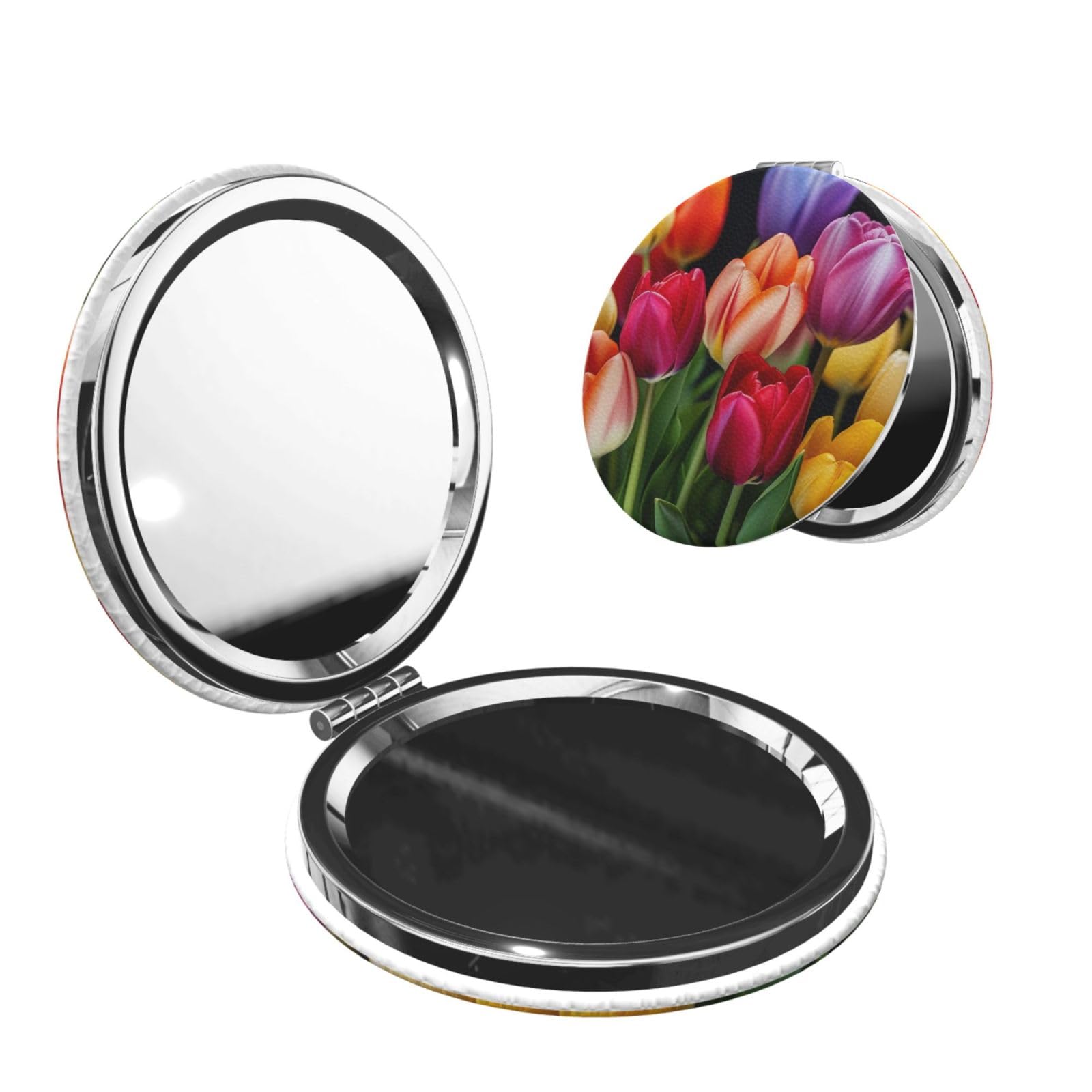 DWVTSLH Flower Compact Mirror for Purse, Double-Sided 2X/1X Magnifying Mirror for Women Men, Travel Makeup Mirror for Handbag, Handheld Vanity Mirror for Gift