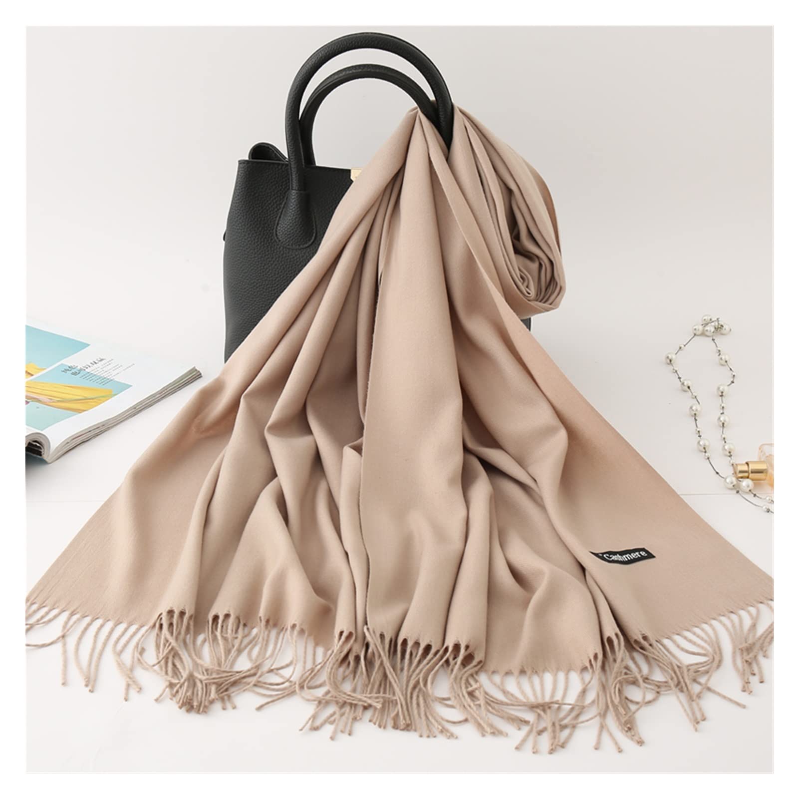 Szaliki Szalik Szale Kaszmirowe Szaliki Dla Kobiet Soft Pashmina Szale Okłada Długiego Dużego Szalika Zimowe Ciepłe Grube Szaliki Damskie Z Tassel Na Damskie Prezenty Szal Ciepły Chusty (Blue : M, S