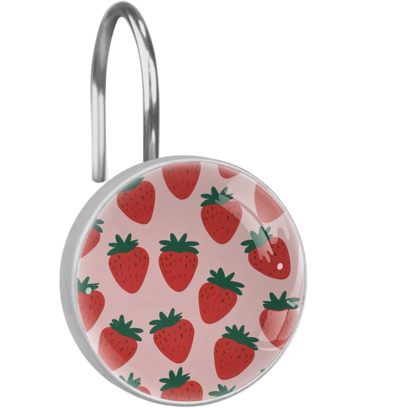 VAPOKF Decorative Shower Curtain Hook, Strawberries Rustproof Stainless Steel Shower Curtain Hook for Bathroom, Shower Curtain Hangers for Shower Rod