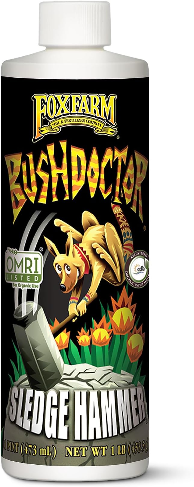FoxFarm Bush Doctor Sledgehammer Nutrient Rinse – OMRI Listed Organic Liquid Fertilizer Flush for Soil & Hydroponic Systems, Removes Fertilizer Buildup & Relieves Nutrient Lockout, 1 Pint