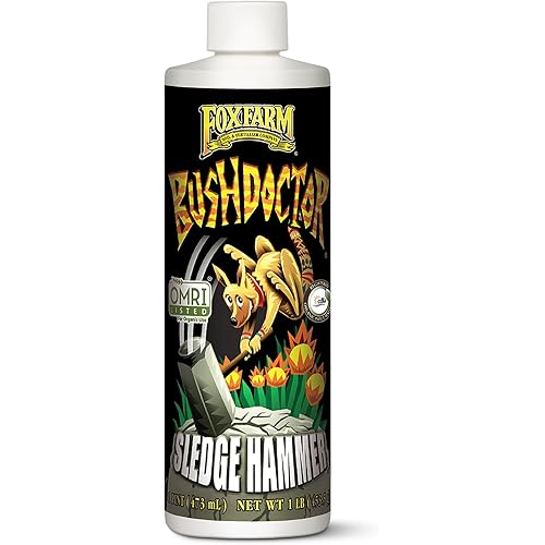 FoxFarm Bush Doctor Sledgehammer Nutrient Rinse – OMRI Listed Organic Liquid Fertilizer Flush for Soil & Hydroponic Systems, Removes Fertilizer Buildup & Relieves Nutrient Lockout, 1 Pint