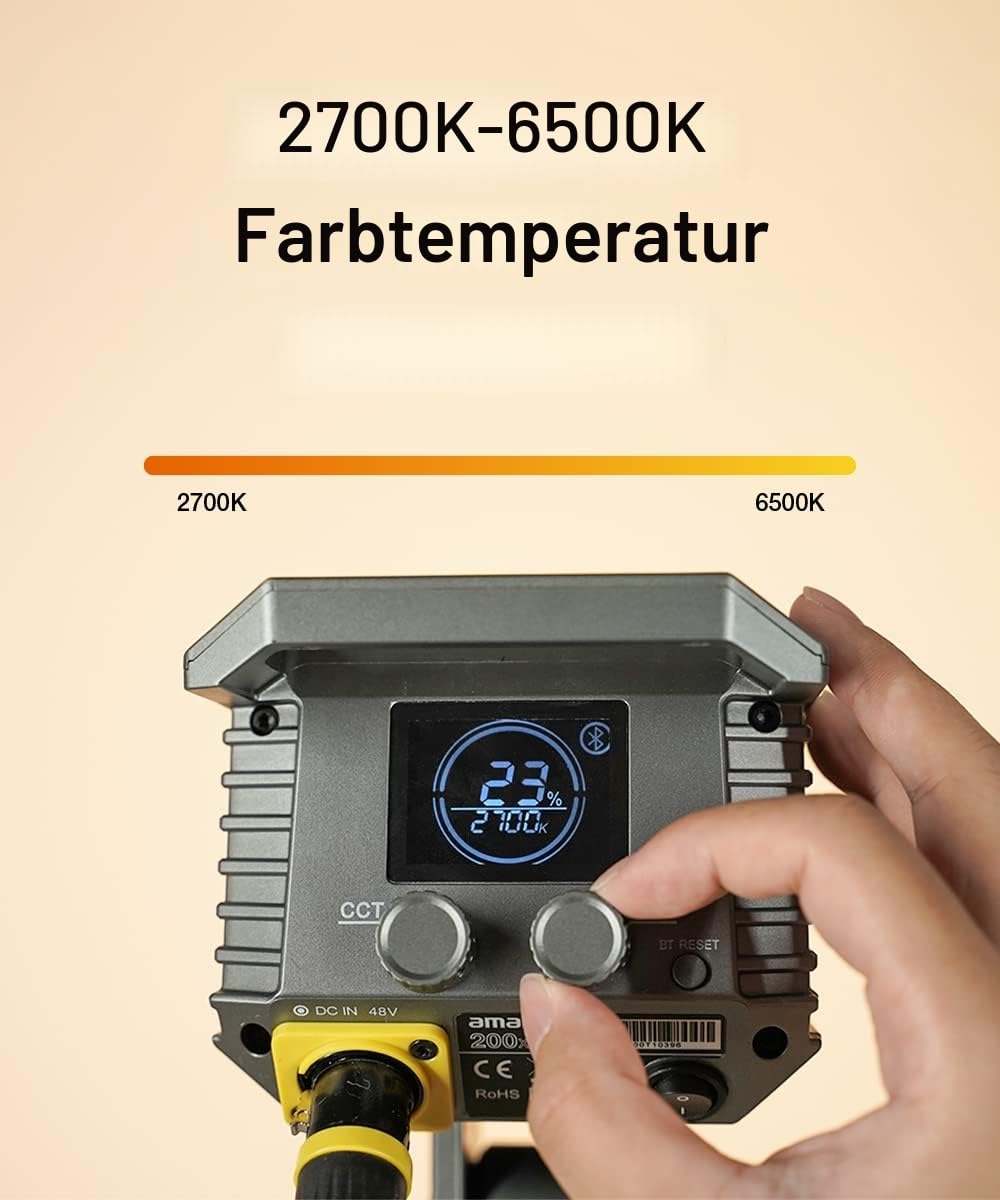 Amaran 200x S - Zweifarbige COB-Videoleuchte 2700-6500K, Kompaktes LED-Punktlicht für Fotografie & Videografie, 200Watt Monolicht-Hauptlicht - Bluetooth 5.0 Mesh, Standard-Bowens-Montage