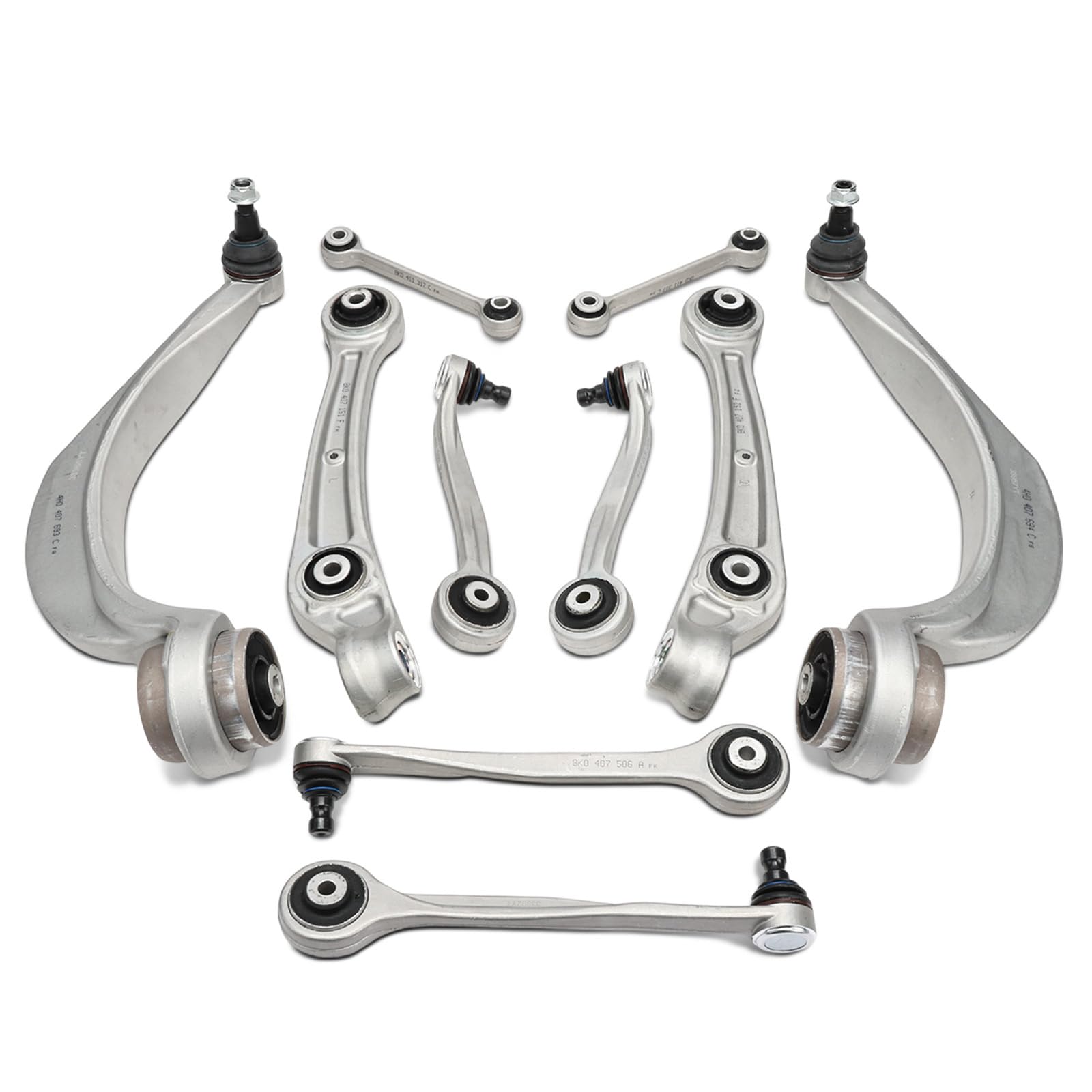 Frankberg 2x Biellettes Barre Stab + 8x Bras de suspension Avant Gauche Droite Compatible avec A4 Avant 8K5 Q5 8RB A4 8K2 A4 Allroad 8KH M.a.c.a.n 95B A5 Sportback 8TA A5 8T3 A5 Remplacer# 8K0411317D
