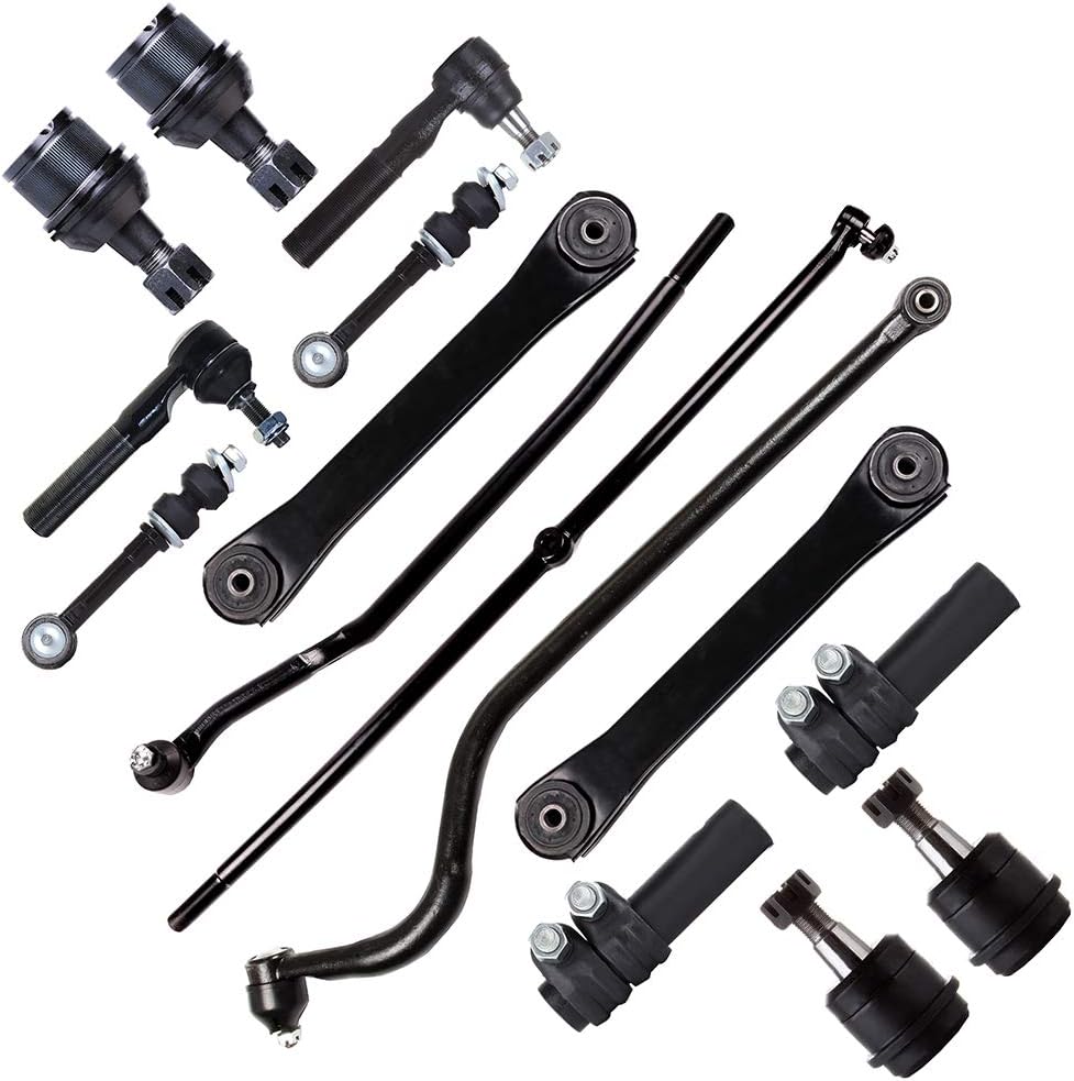 SCITOO 15pcs Front Suspension Kit Lower Control Arm Inner Outer Tie Rod End Adjusting Sleeve Sway Bar Link Lower Upper Ball Joint Track Bar Fit 2000-2002 For Dodge Ram 2500 4WD Ram 3500 4WD RWD