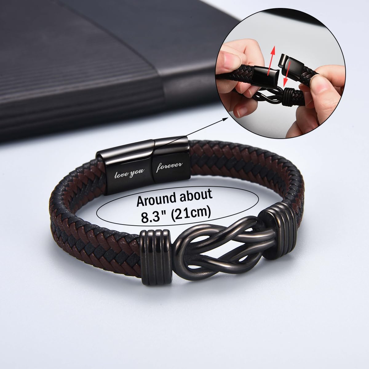 Gifts for New Dad Grandpa Uncle Bonus Son Grandson Brother Nephew Friends, Braided Leather Bracelet, Fathers Day Birthday Valentines Christmas Graduation Gifts for Men Boys - Image 2