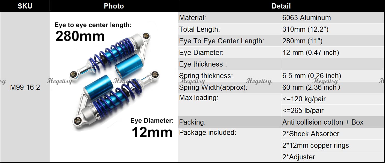 Amazon | Hegeiisy ユニバーサルATVクワッドダート用280mm 7mm