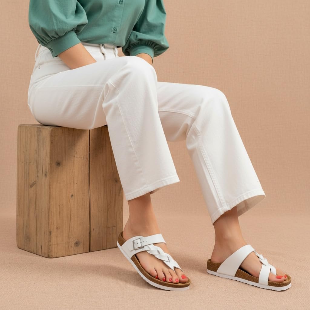 CUSHIONAIRE Women's Libby Cork footbed Sandal with +Comfort and Wide Widths Available, - Image 3