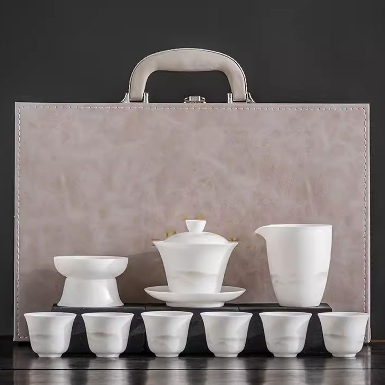 Teeservice, Teeservice, weißes Porzellan, Kung-Fu-Teeservice, Haushalts-Gaiwan-Geschenkbox Beauty Comes