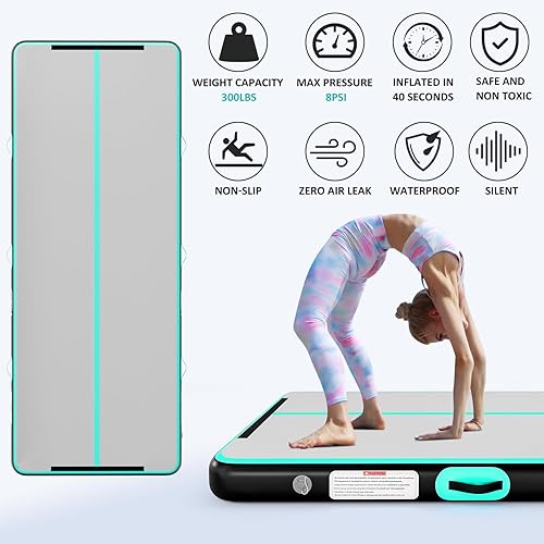 Miniatura 2 de Naice Colchoneta inflable de gimnasia de aire, tapete de entrenamiento de 10131620 pies, 48 pulgadas de grosor, con bomba de aire eléctrica para uso