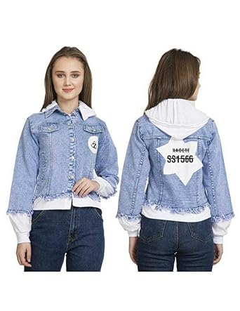 Buy Girls Denim Jacket Trendy Stylish With Detachable Cap Blaster Wash At Amazon In