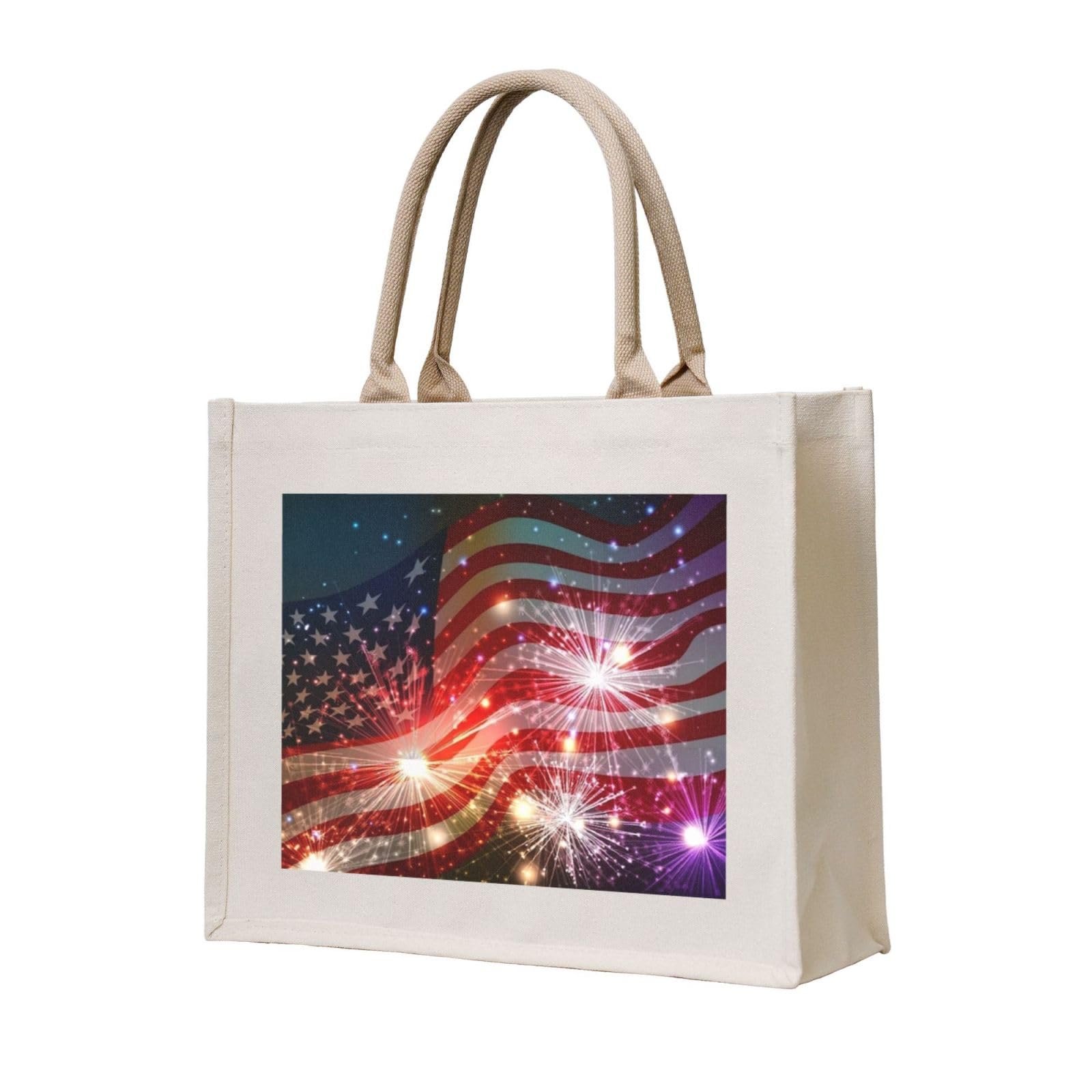Borsa per la spesa in tela stampata con stampa di fuochi d'artificio