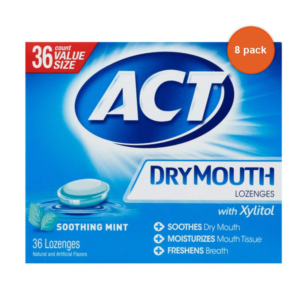 ACTDry Mouth Lozenges Soothing Mint, 36 Count (Pack of 8)