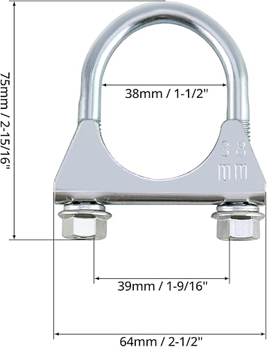 Miniatura 6 de QWORK Gancho de escape con punta de silenciador en U, 1-12 pulgadas OD 2 piezas de acero inoxidable universal silenciador clip de escape