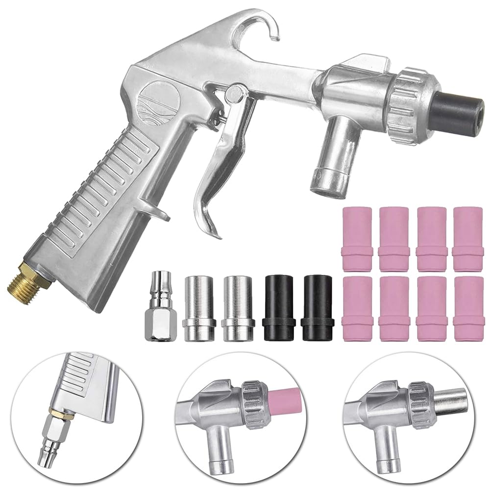 Pistola Sabbiatrice per Compressore 13 Ugelli Tubo in Gomma 1M Portatile