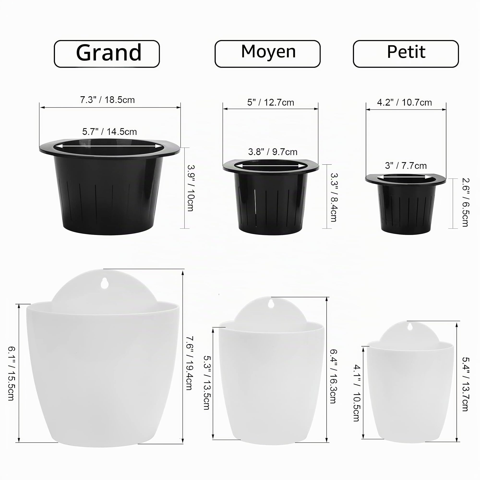 ORIMERC Lot de 3 Pots de jardinière Suspendus à arrosage Automatique Fenêtre de Jardin Verticale Montage Suspendu Herbes de Cuisine Balcon Balustrade Étagère Clôture Chambre Treillis (3*Grand)