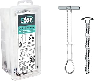 SFOR - 20 Pack 1/4" Toggle Anchor with Bolts - Drywall Anchors, Drywall Bolts, Wall Anchors and Bolts for Drywall, Anchors with Phillips Self Tapping Heavy-Duty Bolts - 10 Anchors + 10 Bolts